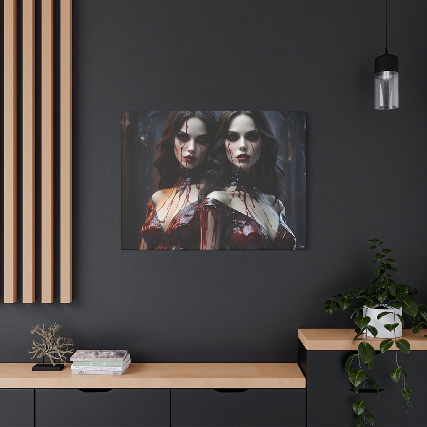 Gothic Vampire Canvas Art, Wall Decor, Horror Artwork, Halloween Home Decor, Spooky Room Accent, Unique Gift Idea