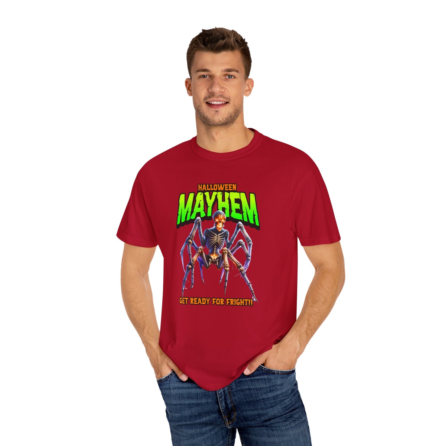 Halloween Mayhem Unisex T-Shirt, Spooky Tee for Men & Women, Perfect for Halloween Parties, Trick or Treat, Eerie Vibes, Unique Costume