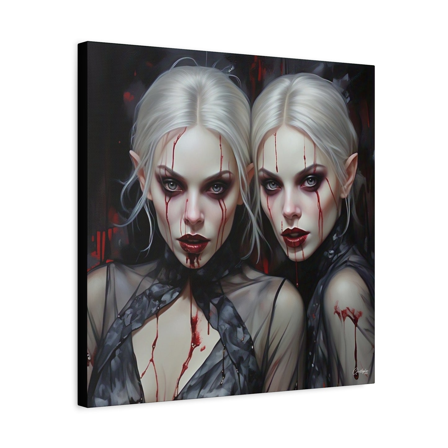 Gothic Canvas Art Print, Dark Fantasy Wall Decor, Horror Art, Halloween Home Decor, Vampire Artwork, Unique Gift for Spooky Season