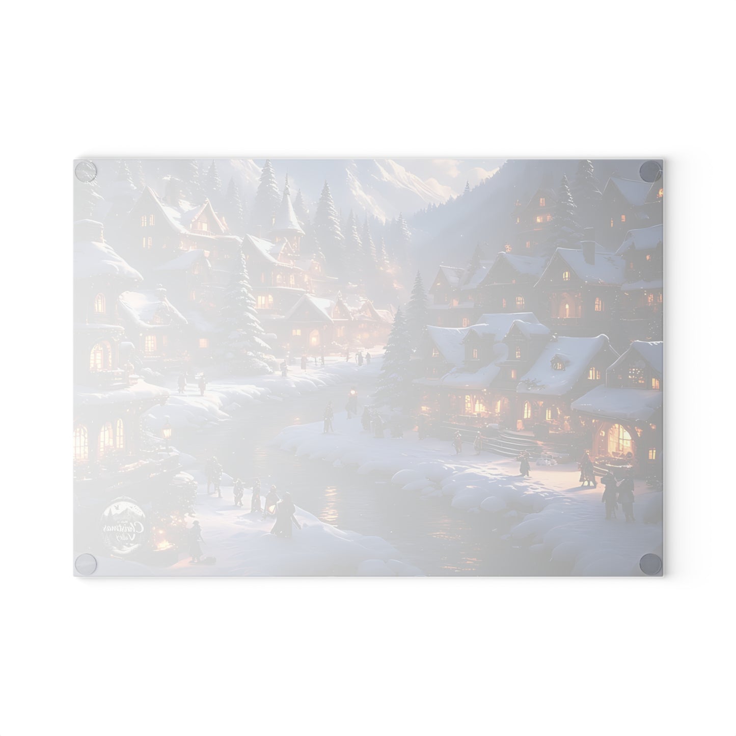 Winter Wonderland Glass Cutting Board | Holiday Kitchen Decor, Christmas Gift, Hostess Present, Unique Serving Surface, Cooking Accessories