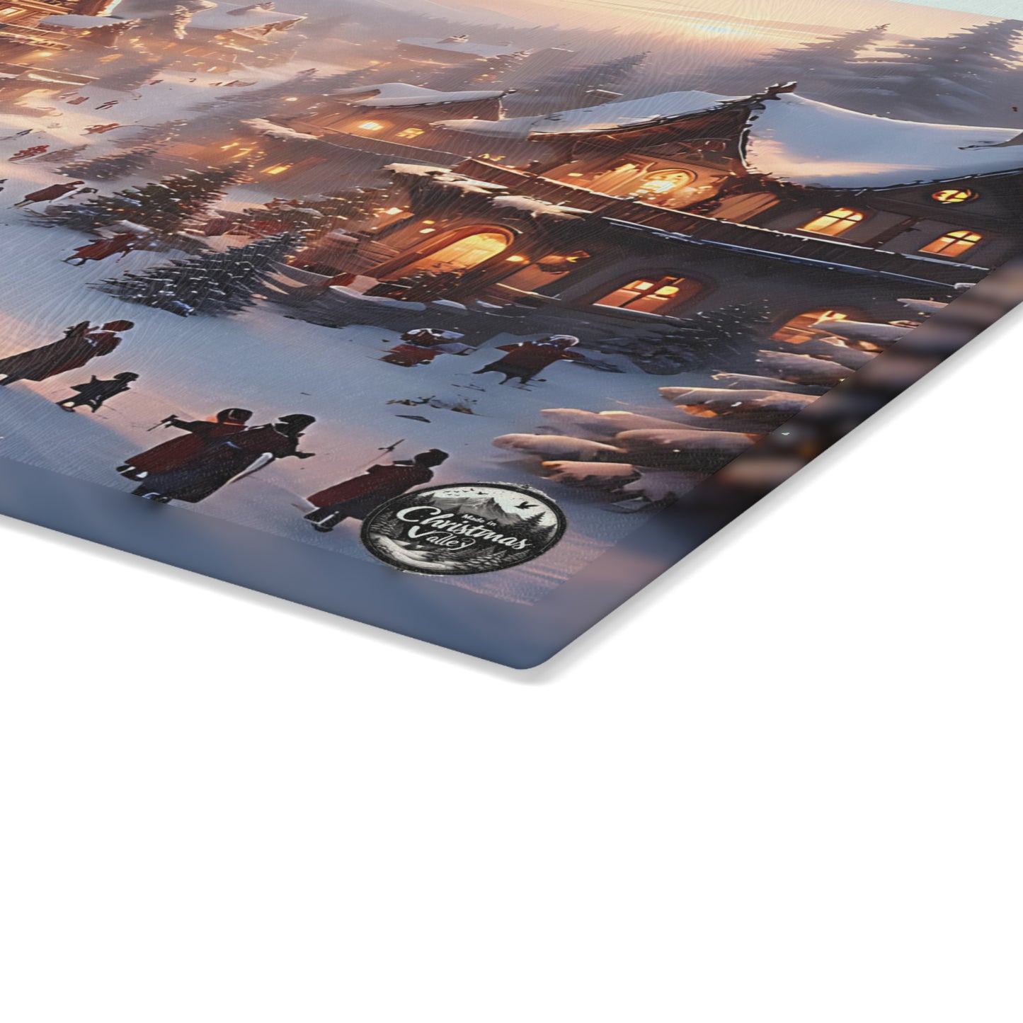 Cozy Winter Glass Cutting Board - Festive Kitchen Decor, Holiday Gift, Unique Culinary Art, Christmas Serving Tray, Seasonal Home Accent