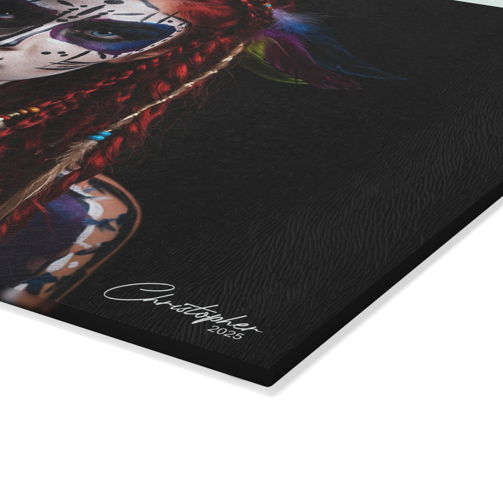 Artistic Glass Cutting Board - Ethnic Goddess Design