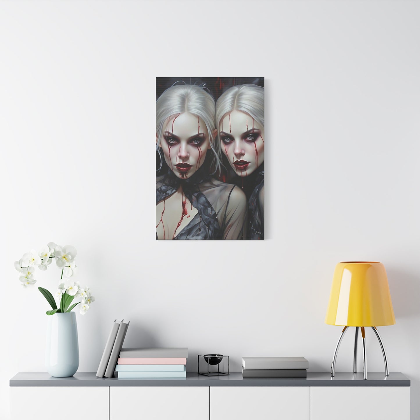 Gothic Canvas Art Print, Dark Fantasy Wall Decor, Horror Art, Halloween Home Decor, Vampire Artwork, Unique Gift for Spooky Season