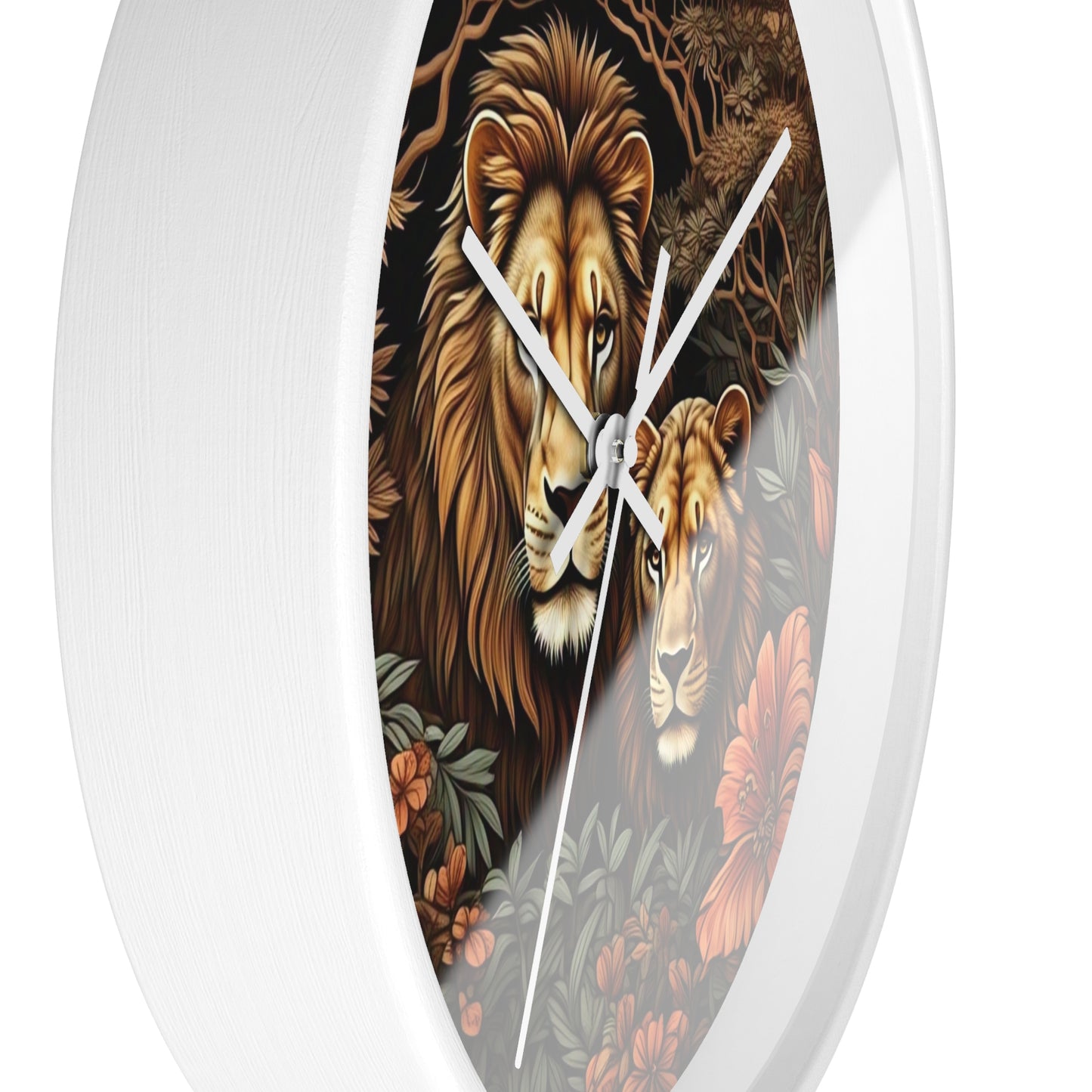 Lion Couple Wall Clock - Roaring Wildlife Decor for Animal Lovers, Modern Home, Unique Gift, Nature Vibes