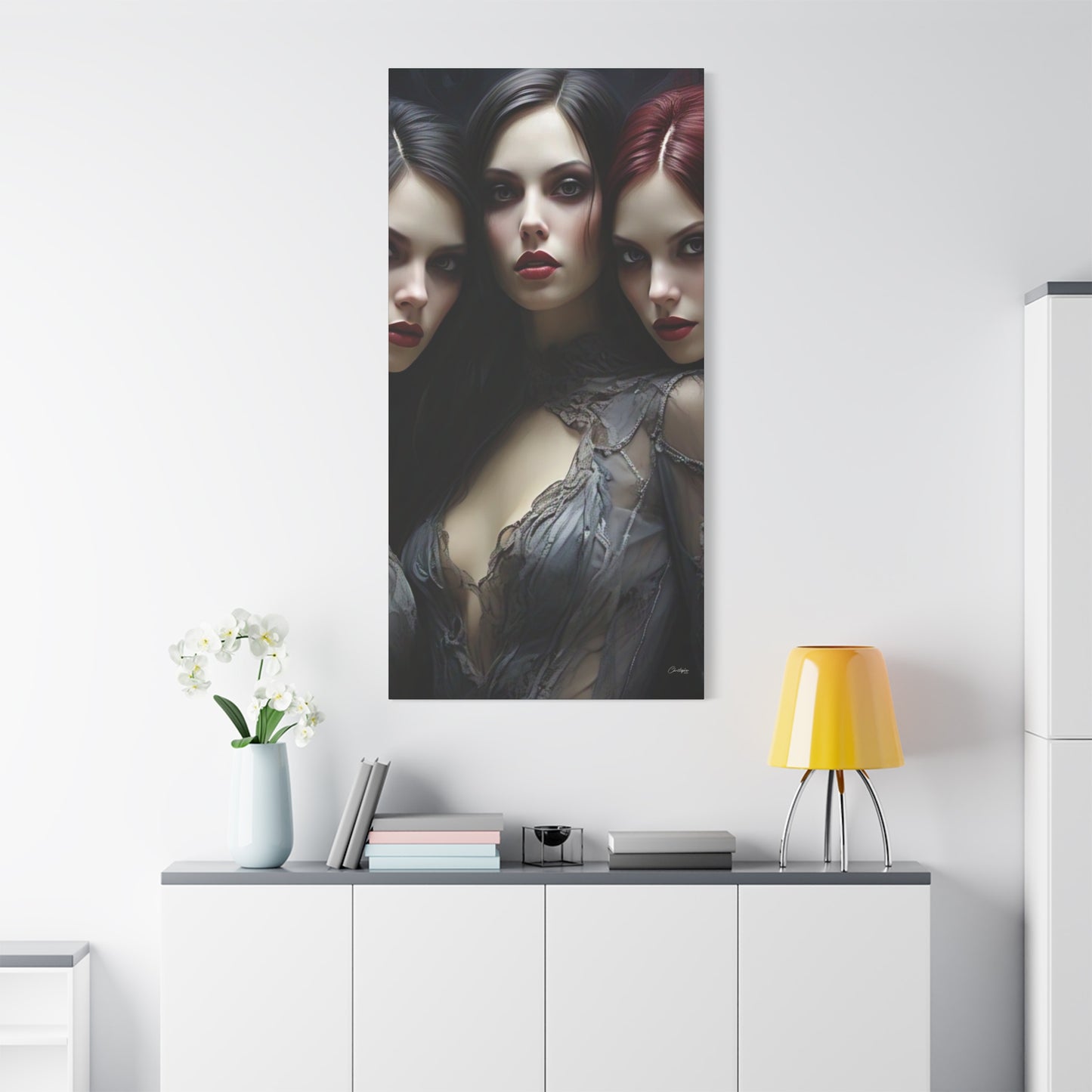 Gothic Wall Art Canvas, Fantasy Home Decor, Unique Gift for Halloween, Witchy Vibe Art, Dark Aesthetic Room Decor