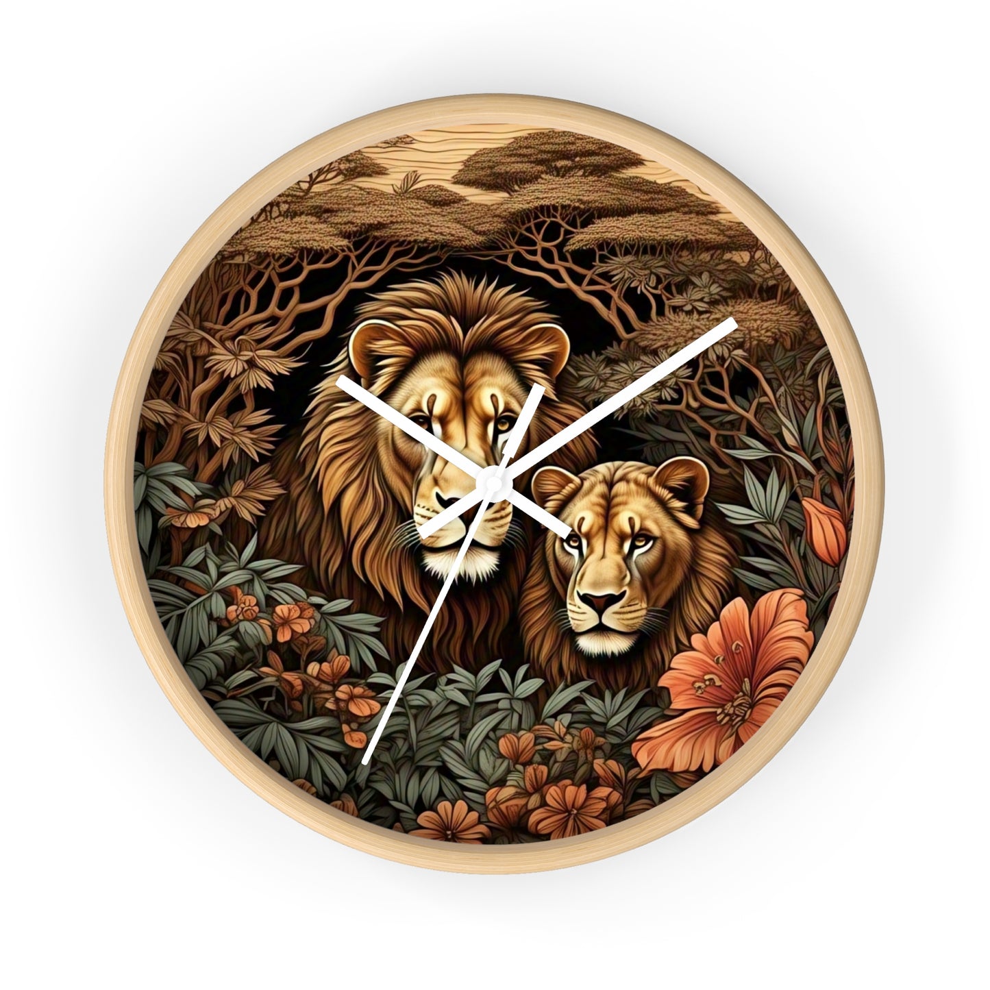 Lion Couple Wall Clock - Roaring Wildlife Decor for Animal Lovers, Modern Home, Unique Gift, Nature Vibes