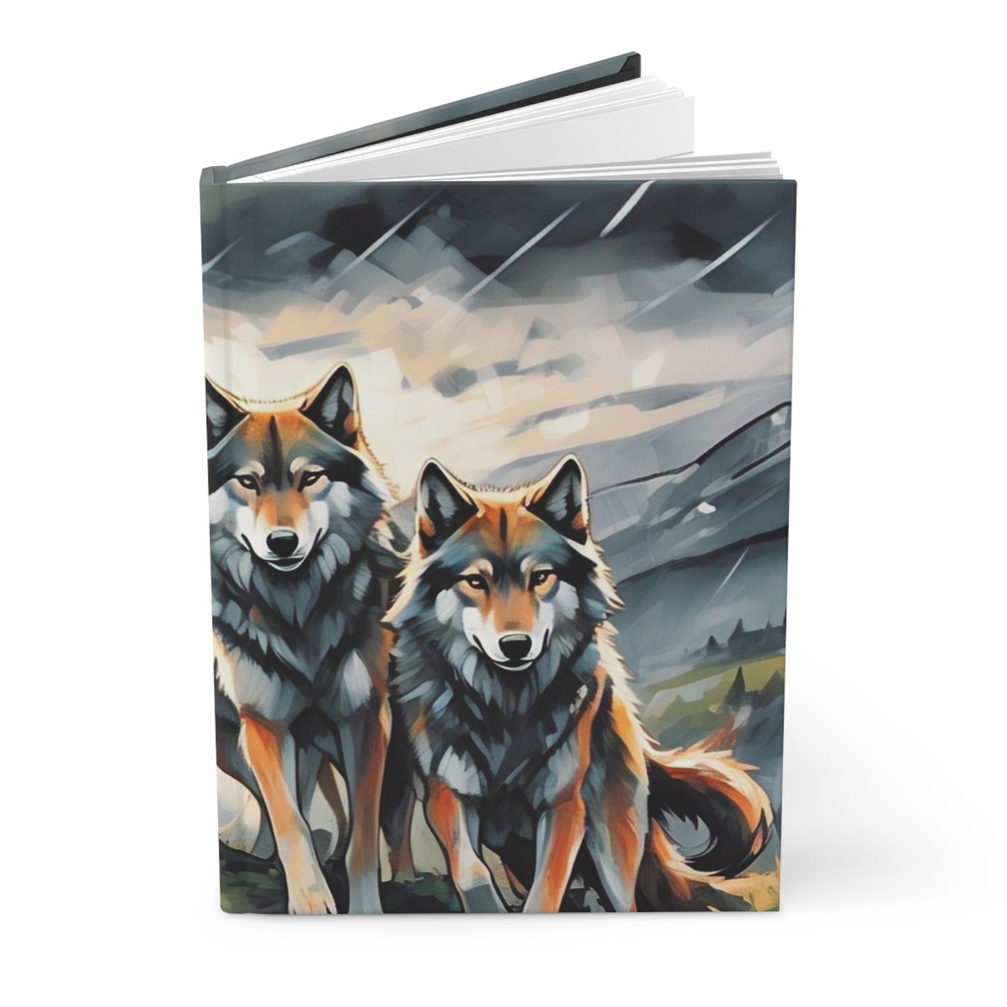 Artistic Wolf Hardcover Journal | Nature Lover's Gift, Writing Notebook, Sketchbook, Wildlife Decor, Eco-Friendly Stationery