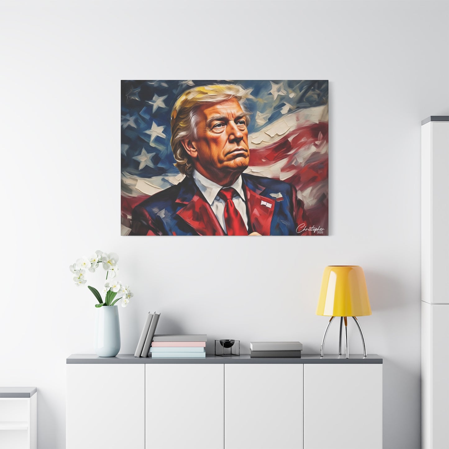 Patriotic Canvas Art, Stretched Wall Decor, Home Office, Gifts for Republicans, Political Enthusiasts, Americana Artwork