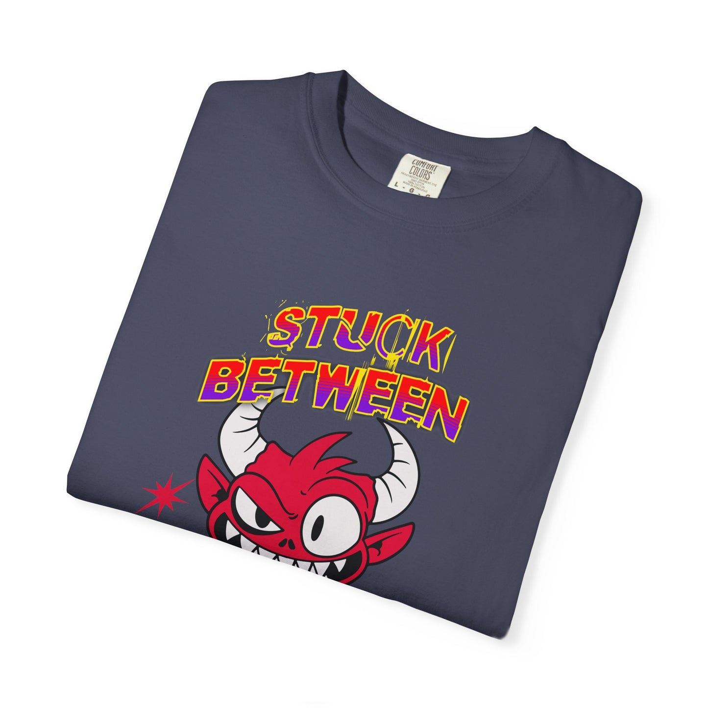 Vivid Graphic Tee with Playful Devil Design, Unisex Casual T-shirt, Perfect for Halloween & Fun Events, Gift for Friends, Trendy Streetwear