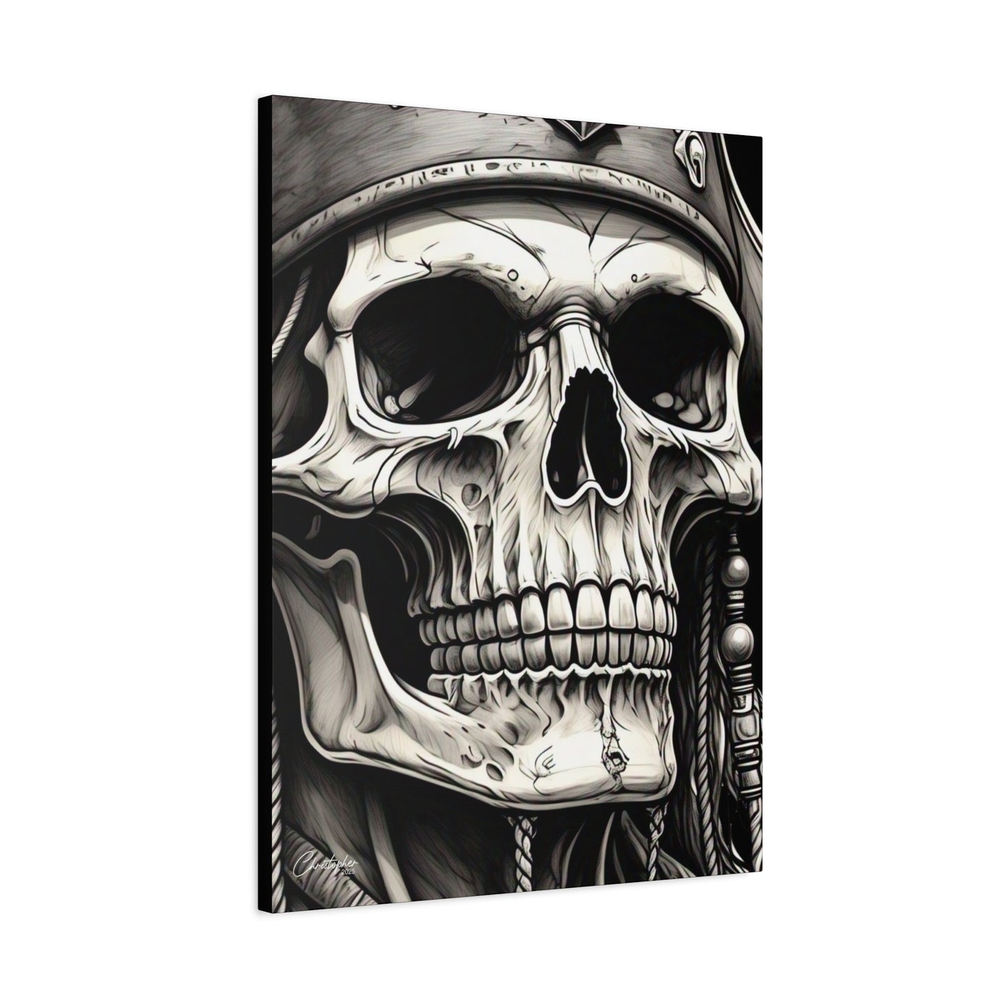 Pirate Skull Canvas Art - Edgy Gothic Decor, Wall Art for Halloween, Gothic Home Decor, Pirate Theme, Gift for Him