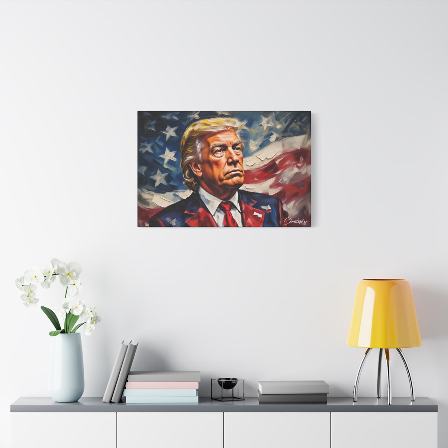 Patriotic Canvas Art, Stretched Wall Decor, Home Office, Gifts for Republicans, Political Enthusiasts, Americana Artwork