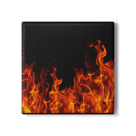 Fiery Flames Ceramic Coaster - Heat-Resistant Drinkware Accent for Home Decor
