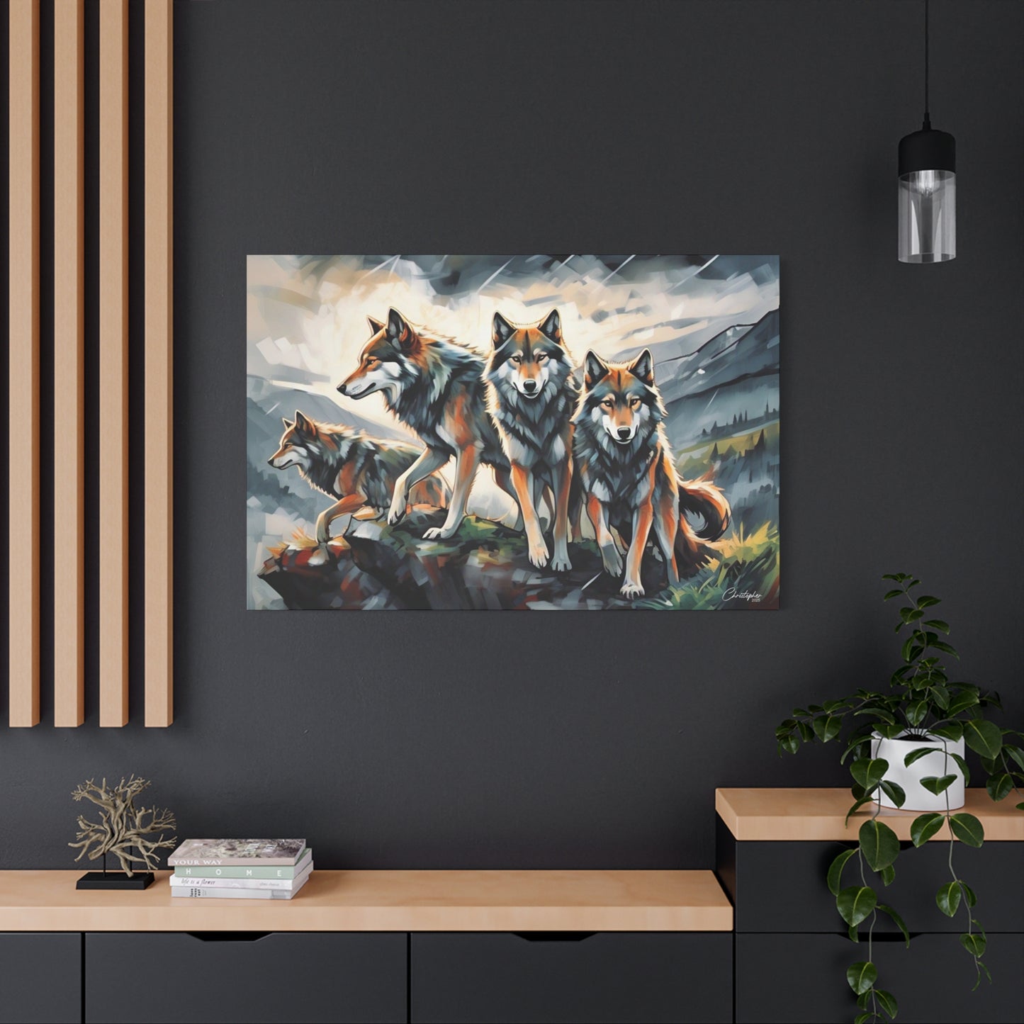 Wolf Family Matte Canvas Art, Home Decor, Animal Lovers Gift, Nature Wall Art, Wildlife Art Print, Outdoor Enthusiasts Decor