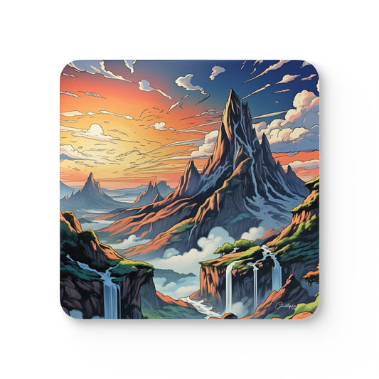 Mountain Sunset Cork Coaster Set | Rustic Home Decor, Eco-Friendly Drink Coasters, Nature Lover Gift, Housewarming Gift, Kitchen Accessories