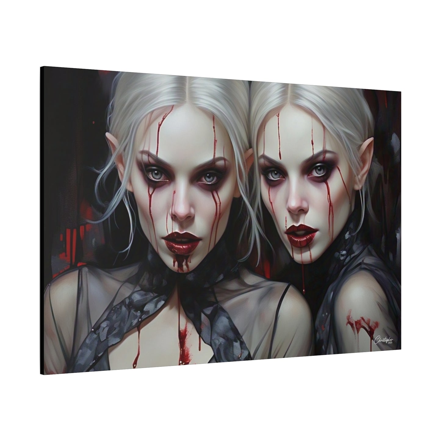 Gothic Canvas Art Print, Dark Fantasy Wall Decor, Horror Art, Halloween Home Decor, Vampire Artwork, Unique Gift for Spooky Season