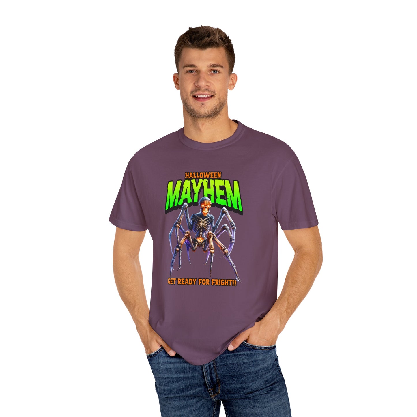 Halloween Mayhem Unisex T-Shirt, Spooky Tee for Men & Women, Perfect for Halloween Parties, Trick or Treat, Eerie Vibes, Unique Costume