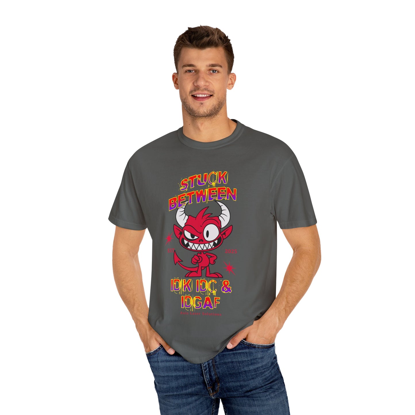 Vivid Graphic Tee with Playful Devil Design, Unisex Casual T-shirt, Perfect for Halloween & Fun Events, Gift for Friends, Trendy Streetwear
