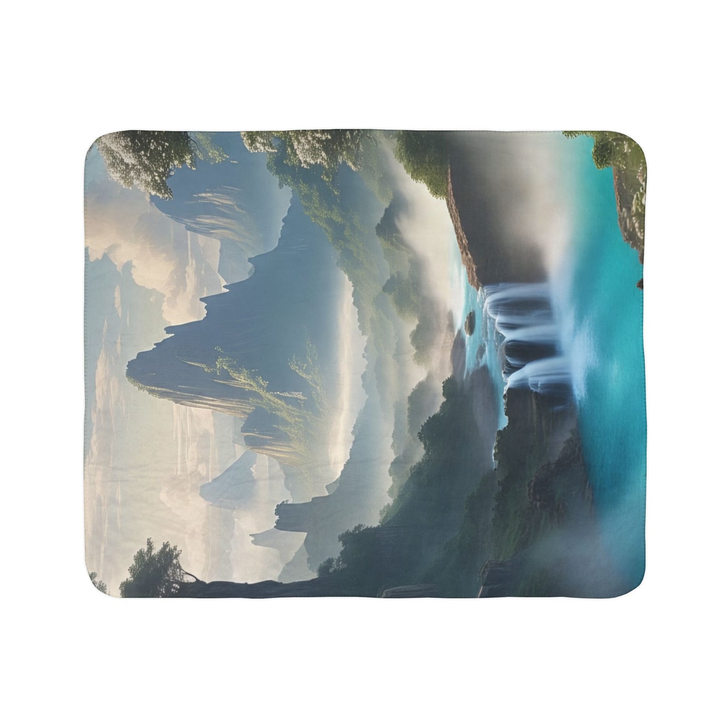 Serene Landscape Fleece Sherpa Blanket, Cozy Throw for Home, Gift for Nature Lovers, Perfect for Relaxing, Camping, or Movie Nights