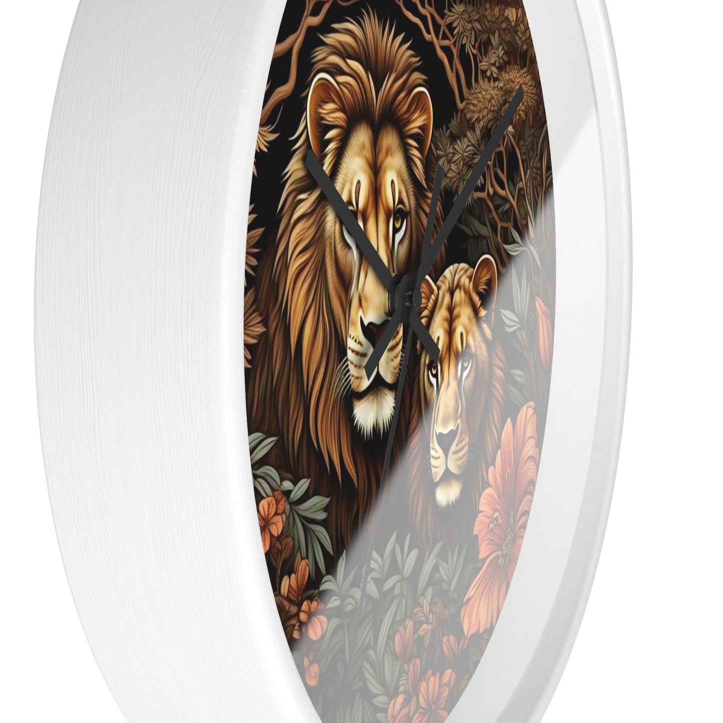 Lion Couple Wall Clock - Roaring Wildlife Decor for Animal Lovers, Modern Home, Unique Gift, Nature Vibes