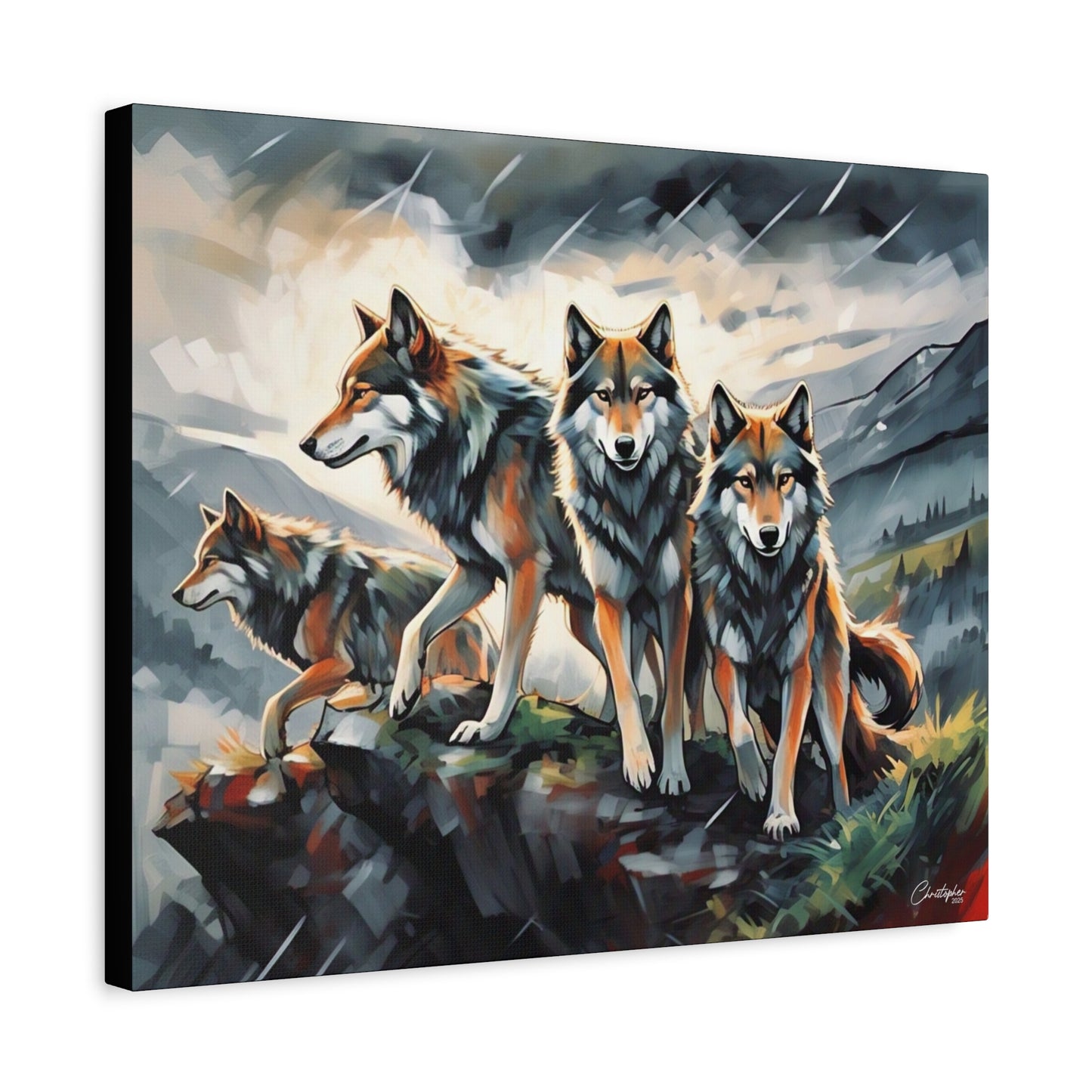 Wolf Family Matte Canvas Art, Home Decor, Animal Lovers Gift, Nature Wall Art, Wildlife Art Print, Outdoor Enthusiasts Decor