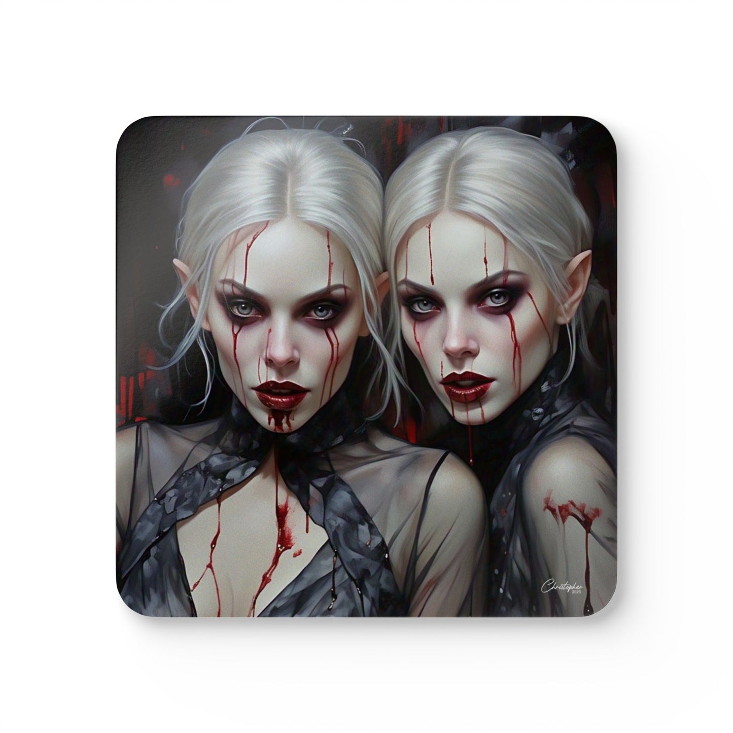 Gothic Art Coaster Set - Dark Fantasy Decor, Home Accessories, Halloween Gift, Tableware, Unique Drinkware