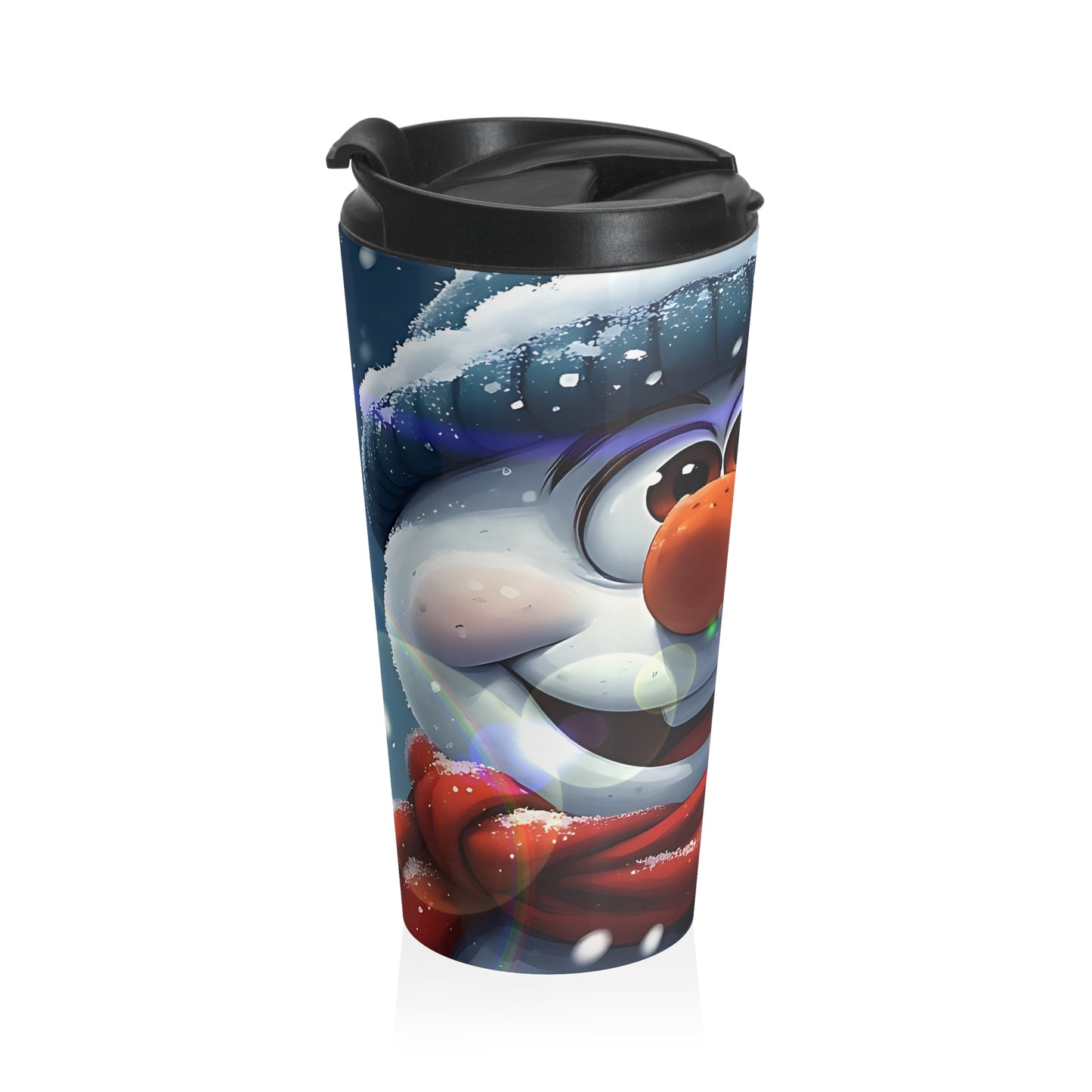 Festive (christmas selfies) Stainless Steel Travel Mug - Cheerful Snowman Design