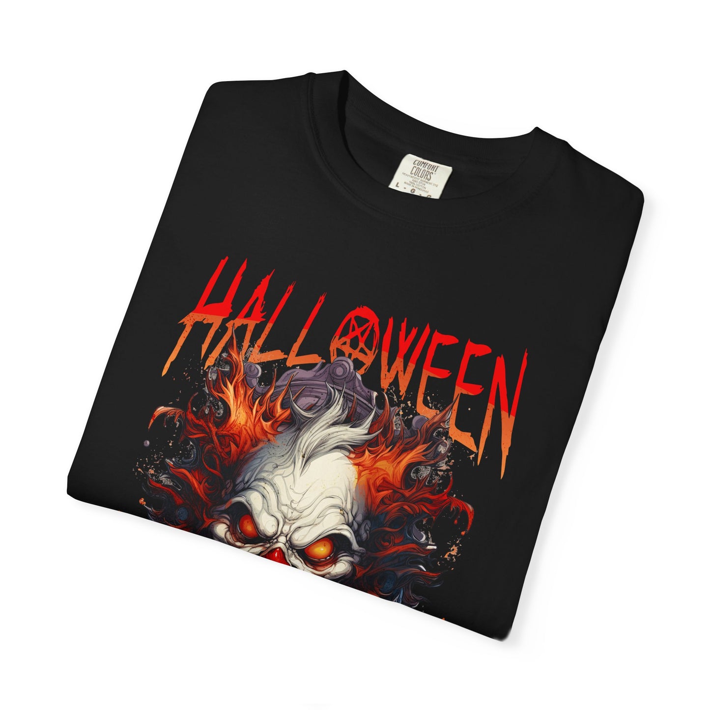 Halloween Garment-Dyed T-Shirt, Unisex Spooky Tee, Personalized Halloween Shirt, Creepy Costume Wear, Perfect for Halloween Celebrations