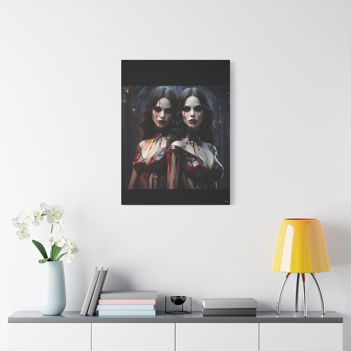 Gothic Vampire Canvas Art, Wall Decor, Horror Artwork, Halloween Home Decor, Spooky Room Accent, Unique Gift Idea
