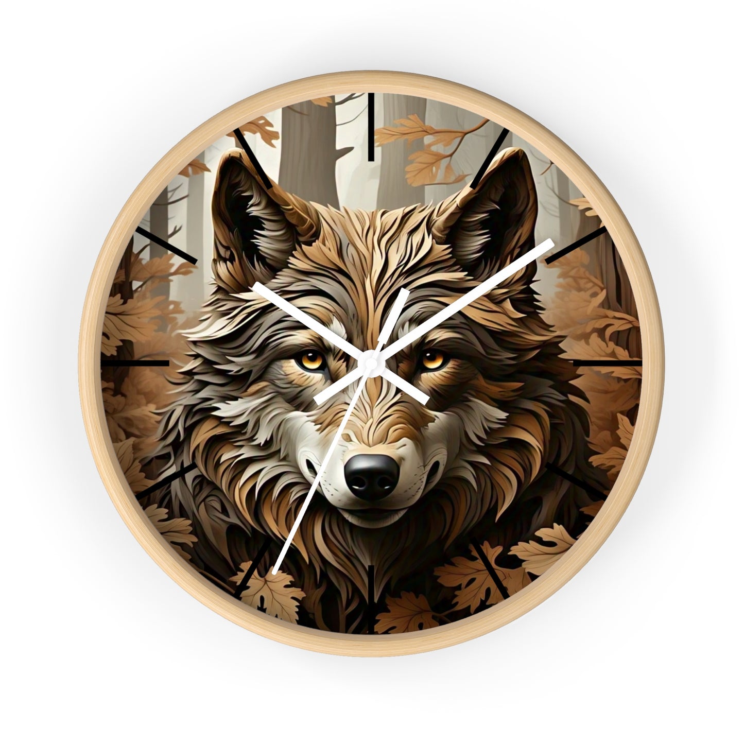Wolf-Themed Wall Clock | Rustic Home Decor, Animal Lovers Gift, Woodland Lodge Accent, Nature-Inspired Wall Art, Unique Timepiece