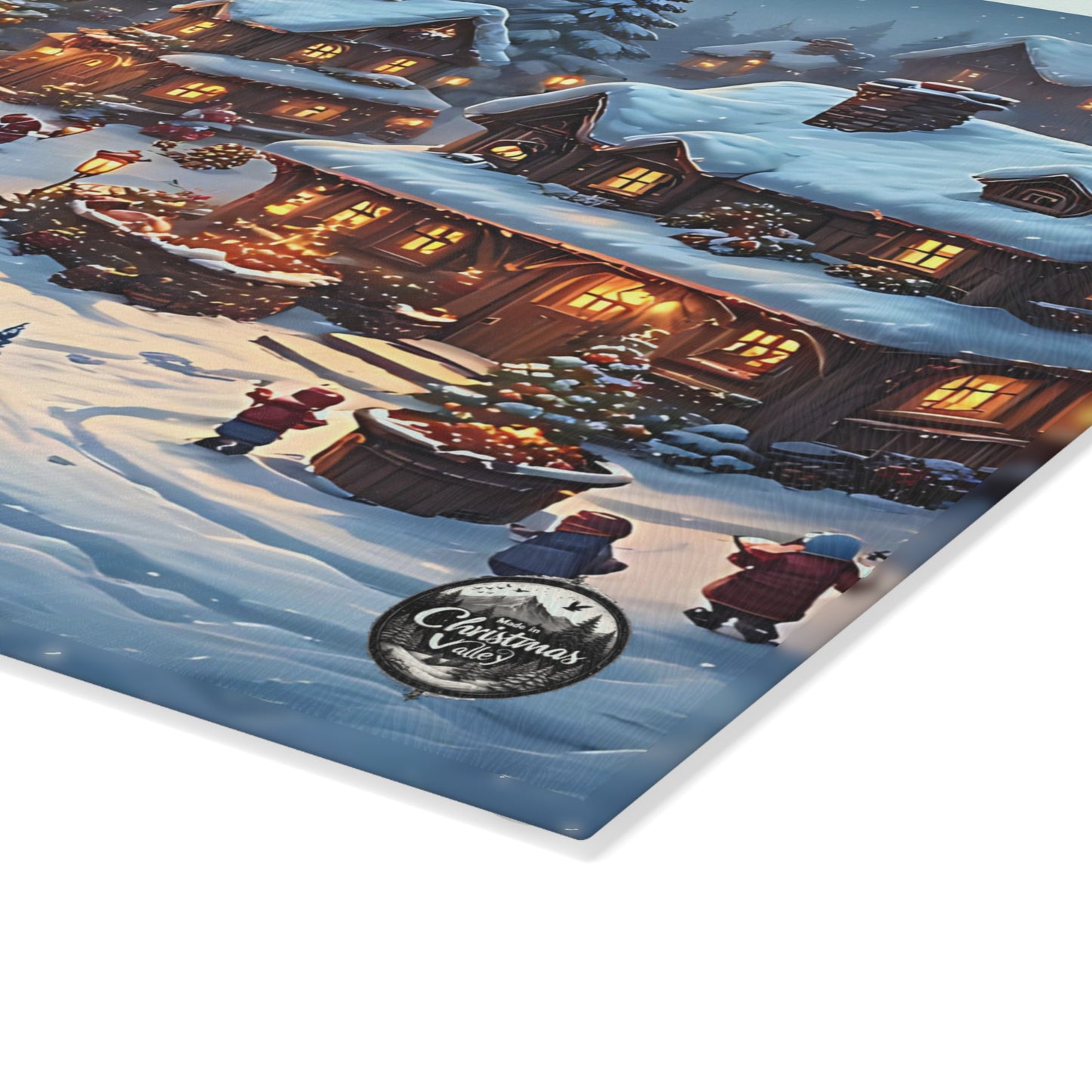 Cozy Winter Glass Cutting Board - Perfect for Holiday Hosting, Kitchen Decor, Gift for Chefs, Seasonal Cooking, Winter Wonderland