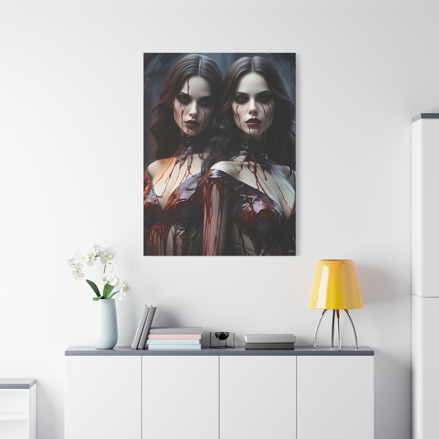 Gothic Vampire Canvas Art, Wall Decor, Horror Artwork, Halloween Home Decor, Spooky Room Accent, Unique Gift Idea