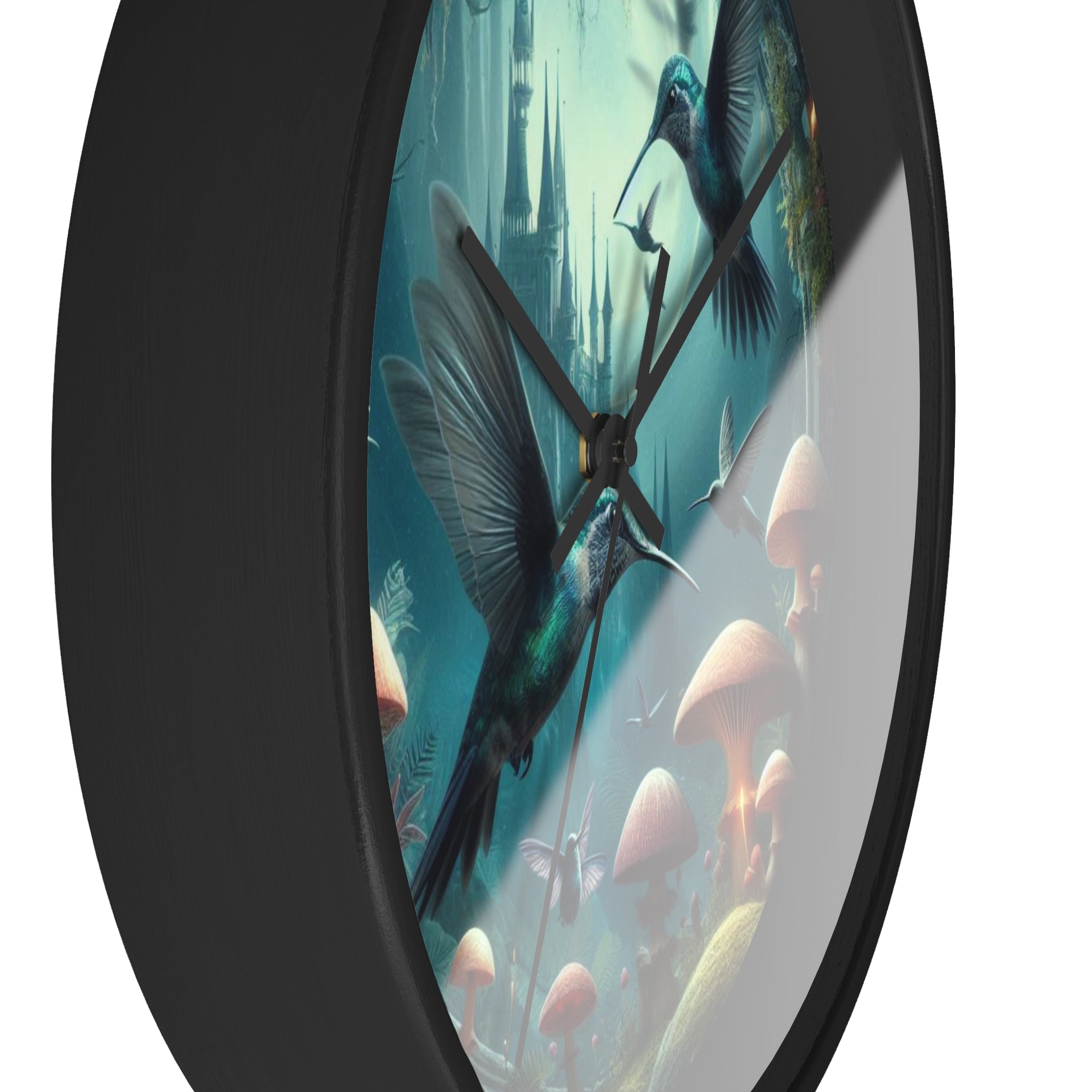 Whimsical Hummingbird Wall Clock - Enchanted Forest Decor, Home Office, Gift for Nature Lovers, Vintage Art, Unique Timepiece