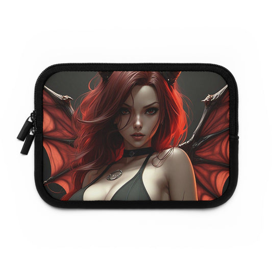 Gothic Fantasy Laptop Sleeve, Devil Girl Design, Stylish Tech Accessory, Gift for Gamers, Unique Computer Case, Occult Aesthetic