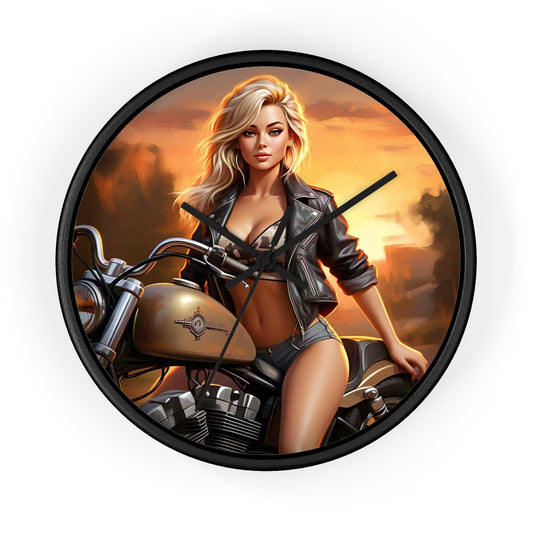 Biker Chic Wall Clock, Vintage Decor, Unique Gift for Motorcycle Lovers, Retro Wall Art, Stylish Home Accents