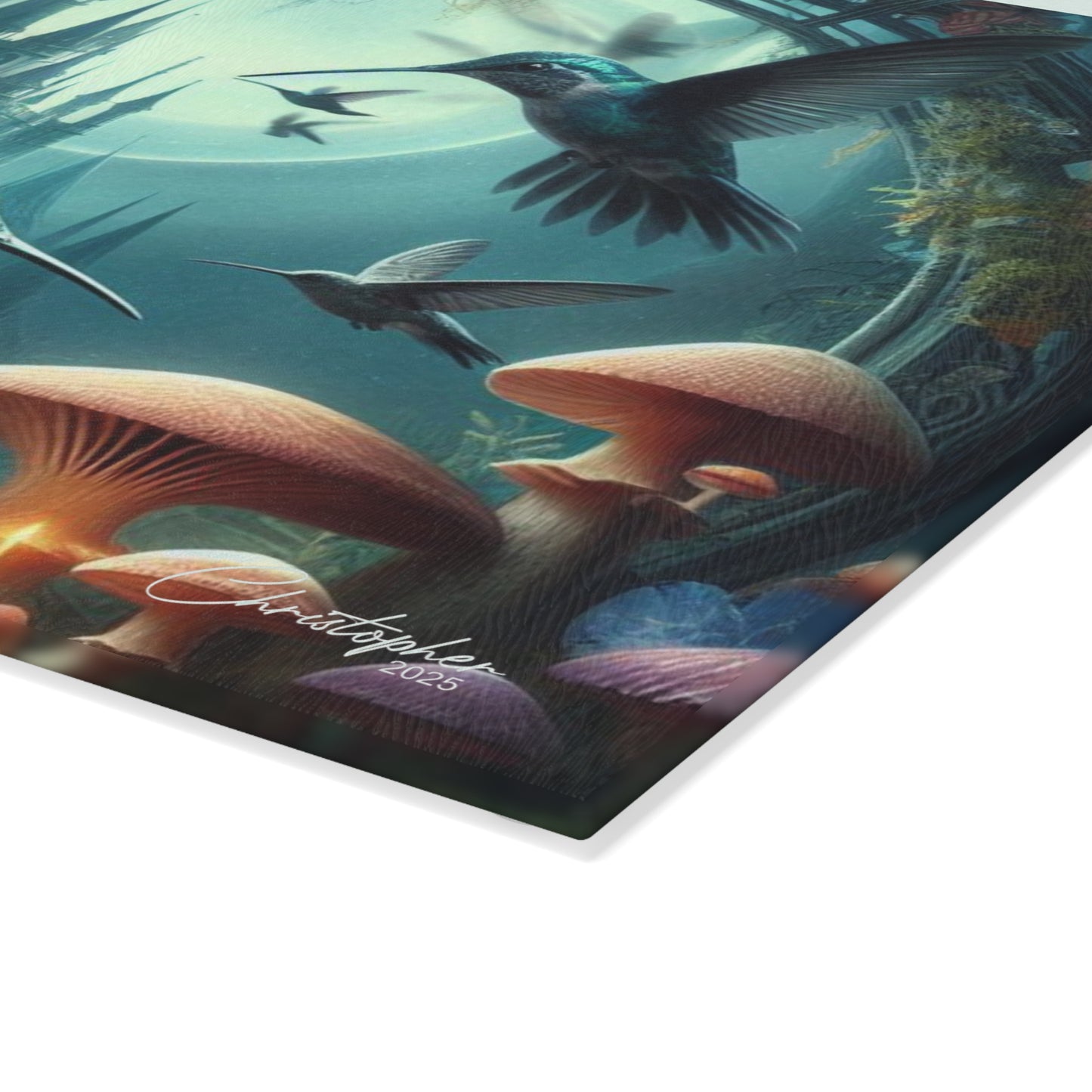 Enchanting Hummingbird Glass Cutting Board - Magical Kitchen Decor