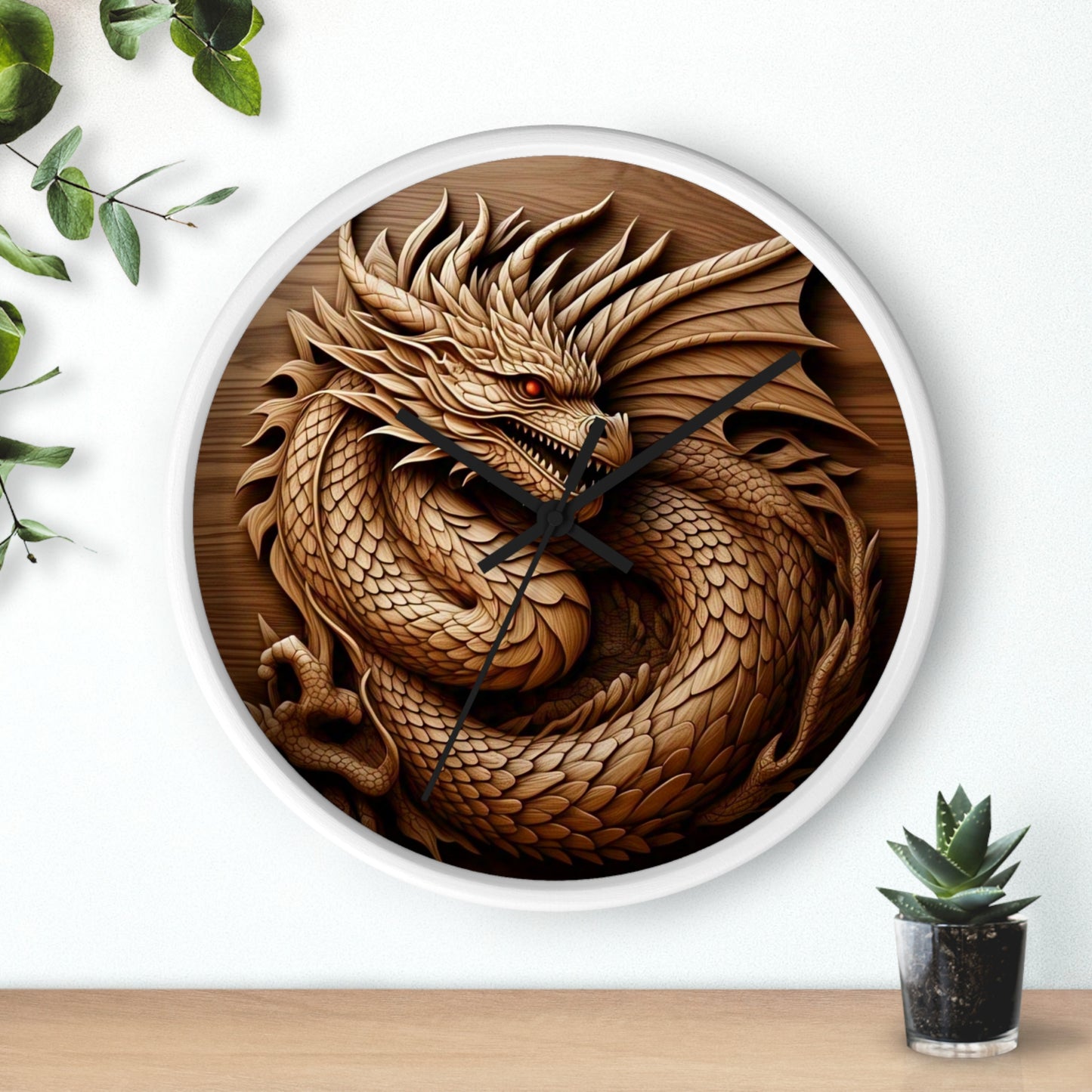 Dragon Art Wall Clock, Unique Home Decor, Fantasy Gift, Asian Inspiration, Timeless Wall Art