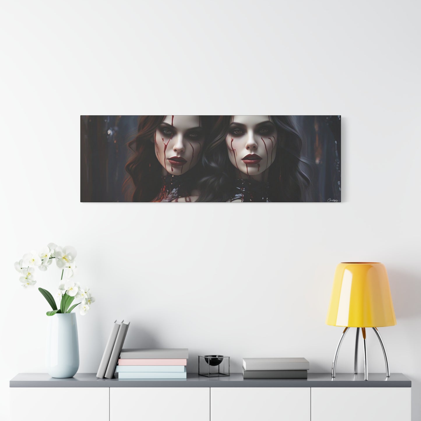 Gothic Vampire Canvas Art, Wall Decor, Horror Artwork, Halloween Home Decor, Spooky Room Accent, Unique Gift Idea