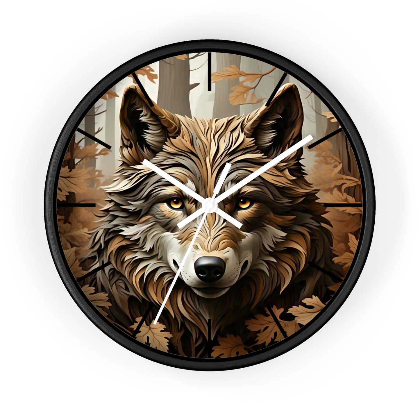 Wolf-Themed Wall Clock | Rustic Home Decor, Animal Lovers Gift, Woodland Lodge Accent, Nature-Inspired Wall Art, Unique Timepiece