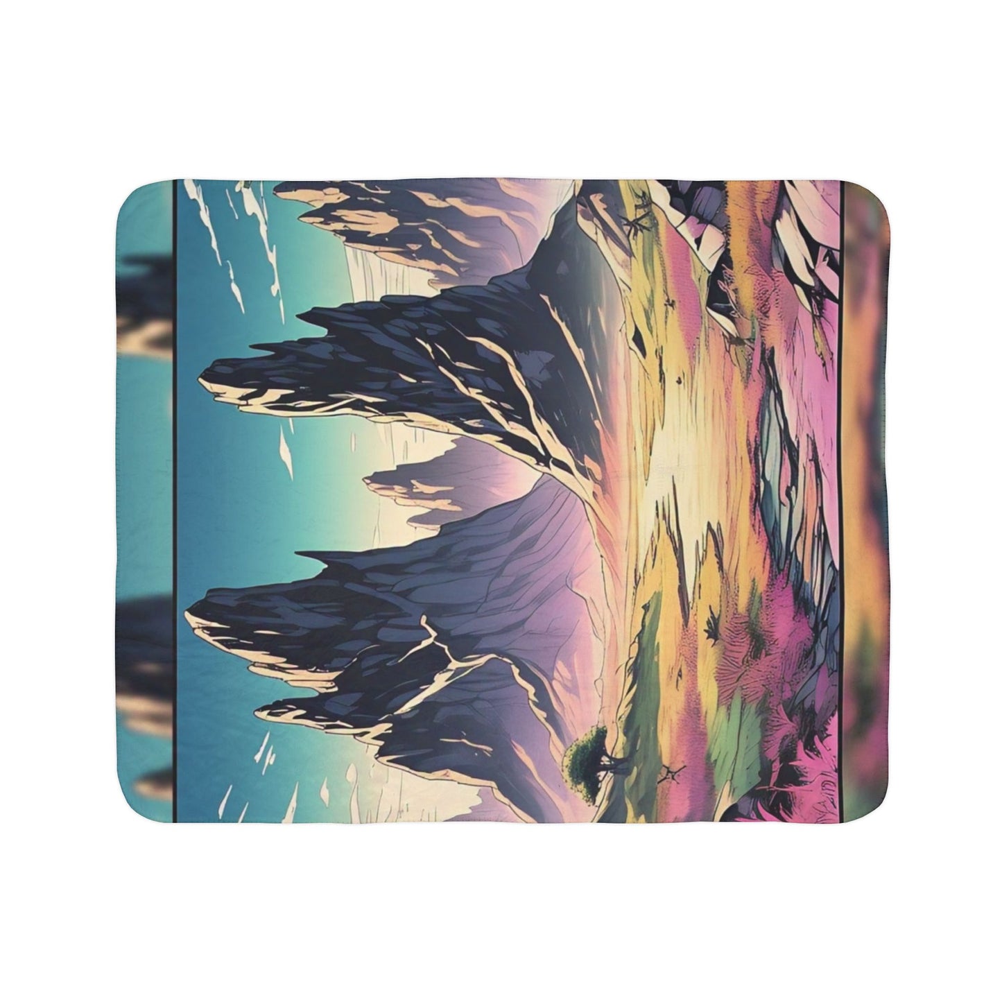 Serene Landscape Fleece Sherpa Blanket - Cozy Home Decor, Ideal for Camping, Picnics, and Gifts, Perfect for Relaxation