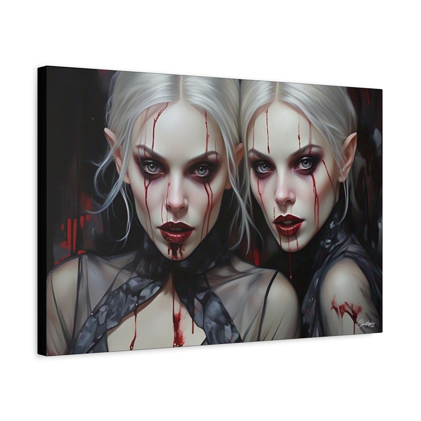 Gothic Canvas Art Print, Dark Fantasy Wall Decor, Horror Art, Halloween Home Decor, Vampire Artwork, Unique Gift for Spooky Season