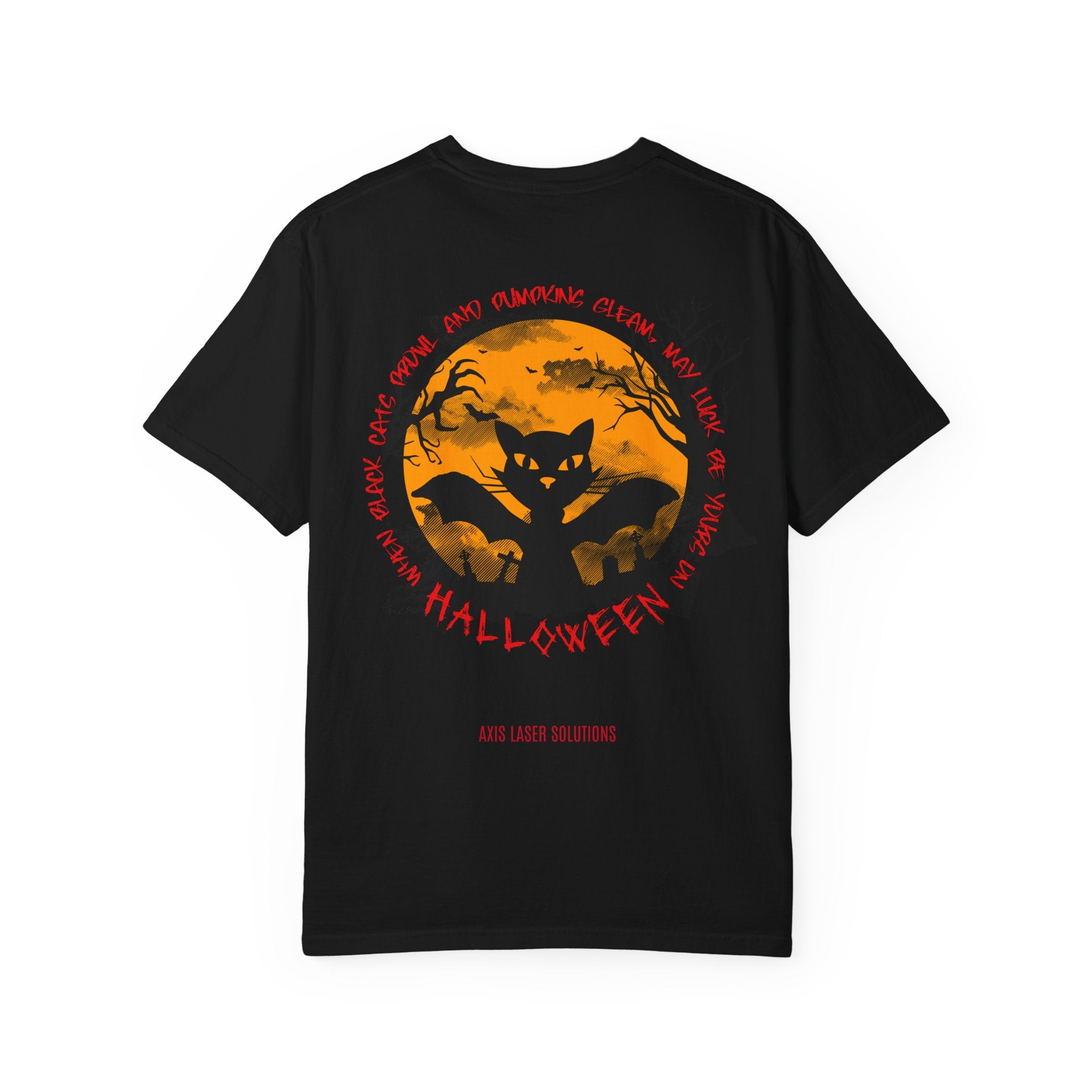 Halloween Cat Unisex T-Shirt, Double Sided, Spooky Tee, Ghostly Gift, Fall Fashion, Holiday Party Wear
