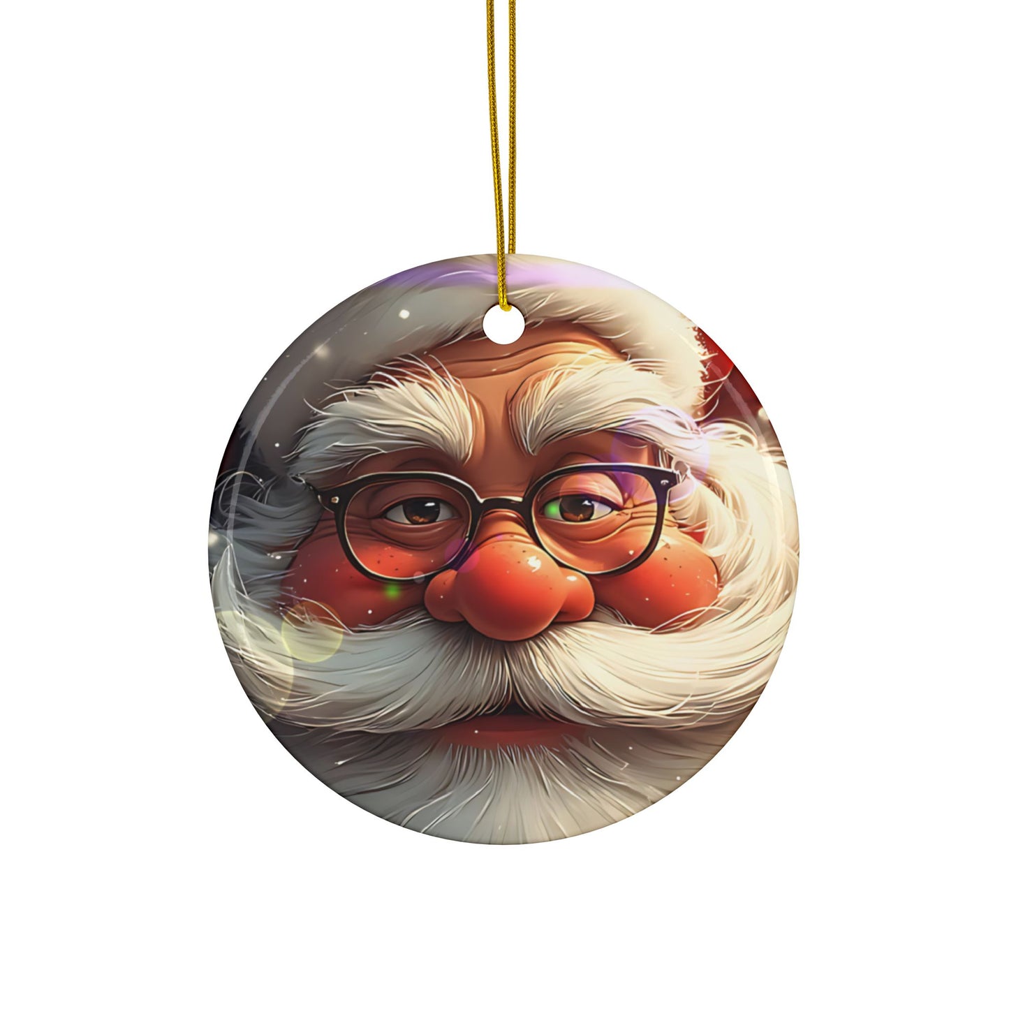 Santa Face Ceramic Ornament — Round Double-Sided Christmas Tree Decor (Personalizable, Pack Options)