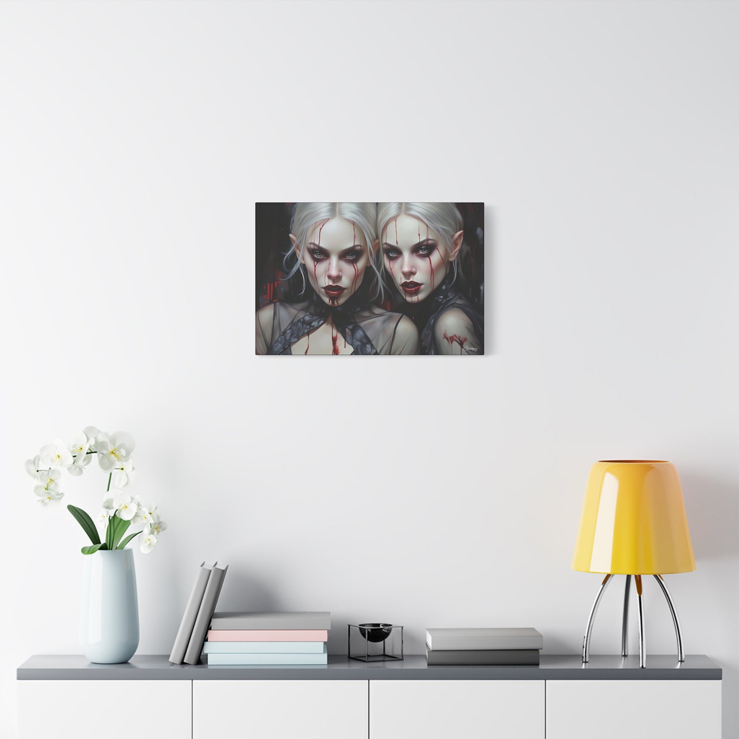 Gothic Canvas Art Print, Dark Fantasy Wall Decor, Horror Art, Halloween Home Decor, Vampire Artwork, Unique Gift for Spooky Season