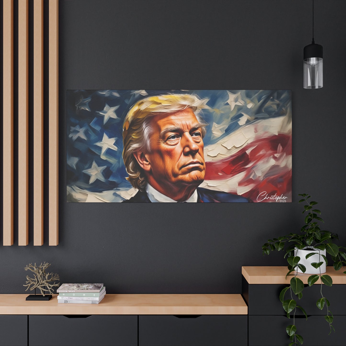 Patriotic Canvas Art, Stretched Wall Decor, Home Office, Gifts for Republicans, Political Enthusiasts, Americana Artwork