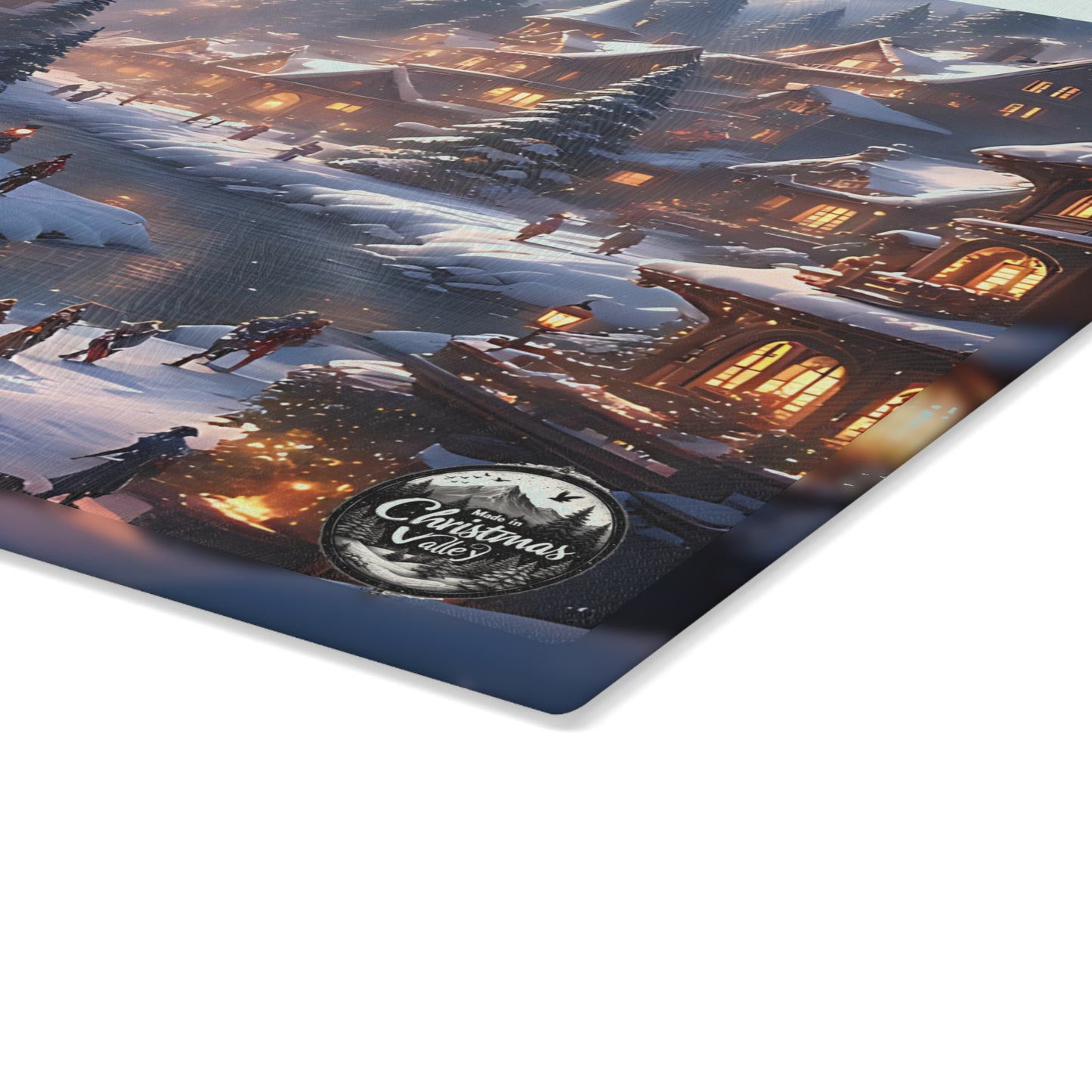 Winter Wonderland Glass Cutting Board | Holiday Kitchen Decor, Christmas Gift, Hostess Present, Unique Serving Surface, Cooking Accessories