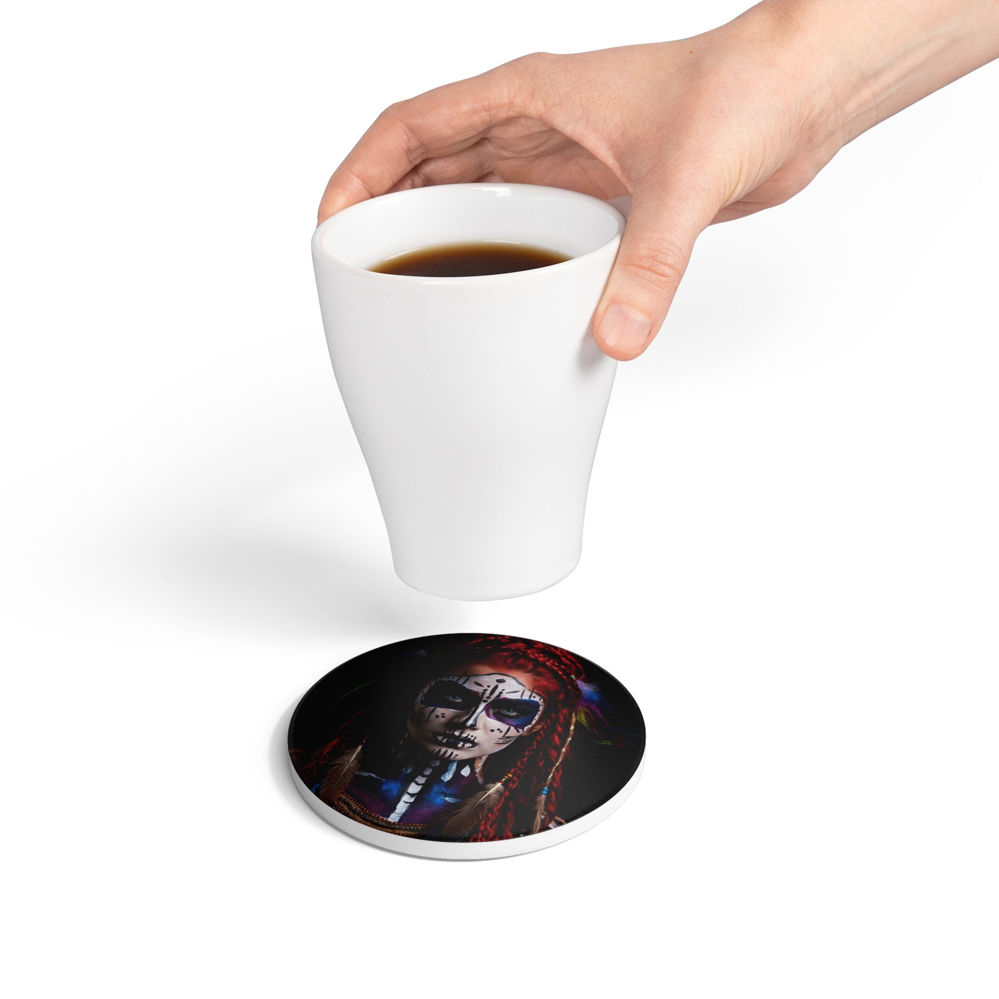 Bohemian Spirit Ceramic Coaster - Tribal Art Home Decor