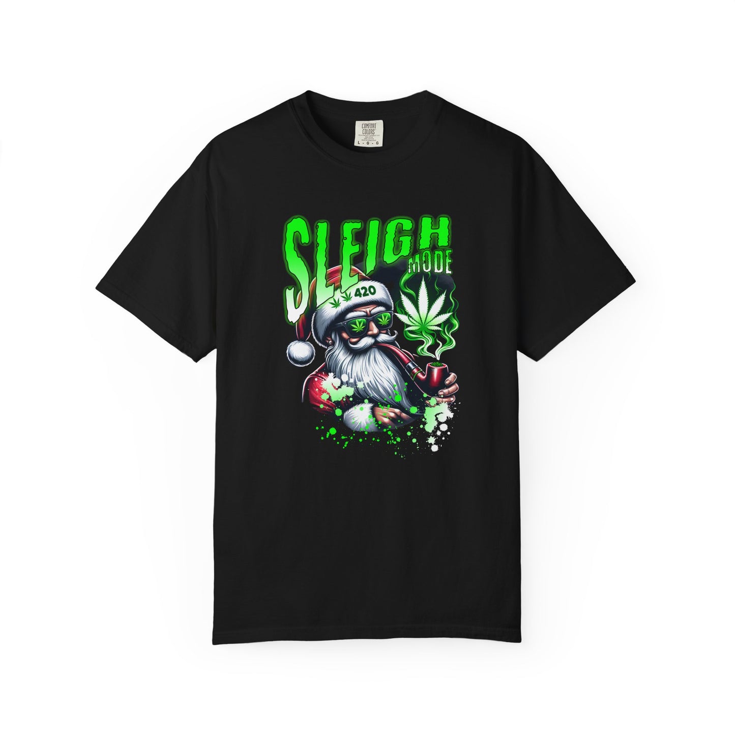 Sleigh Joe Graphic Tee, Unisex Holiday T-Shirt, Funny Christmas Shirt, Cannabis Santa Gift, Unique Tee for Parties