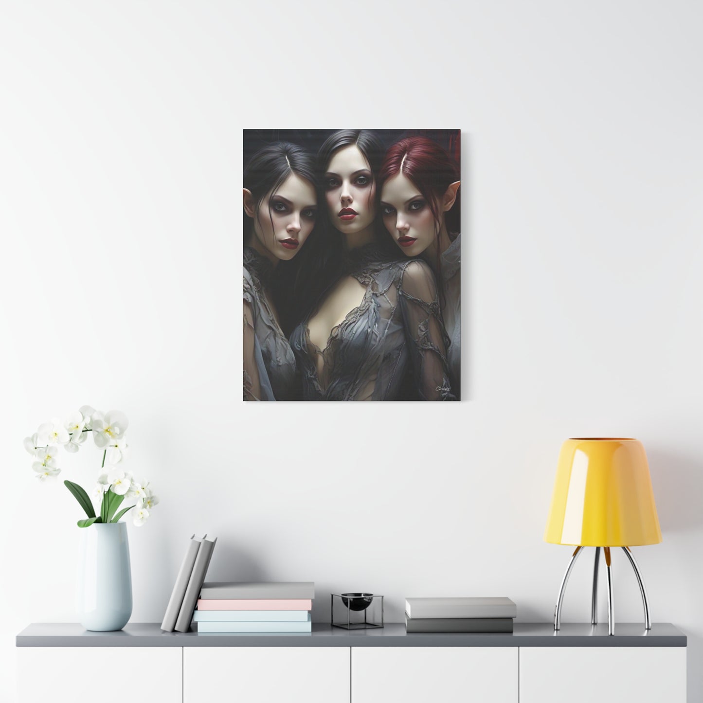 Gothic Wall Art Canvas, Fantasy Home Decor, Unique Gift for Halloween, Witchy Vibe Art, Dark Aesthetic Room Decor