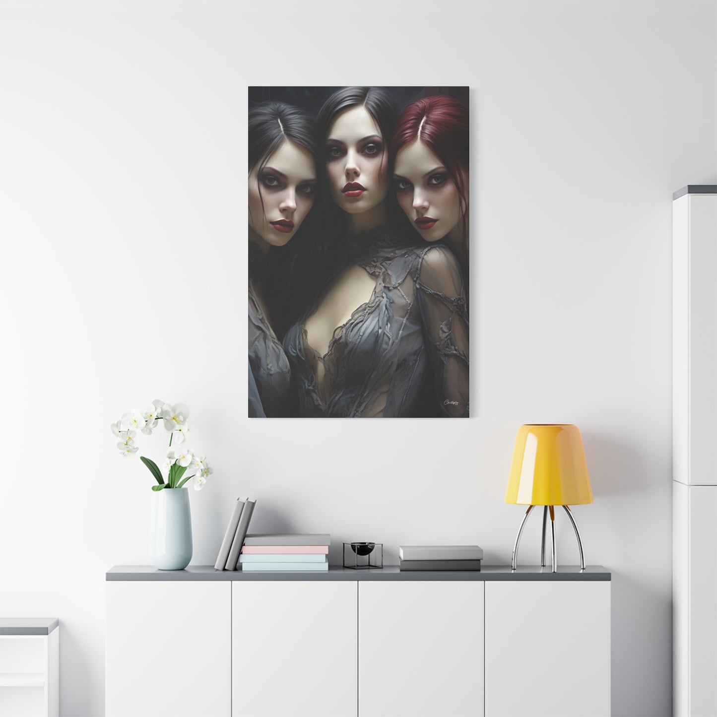 Gothic Wall Art Canvas, Fantasy Home Decor, Unique Gift for Halloween, Witchy Vibe Art, Dark Aesthetic Room Decor