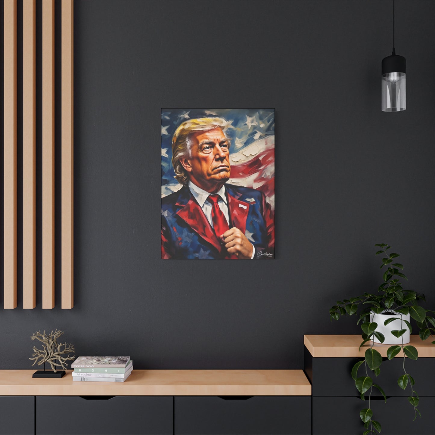 Patriotic Canvas Art, Stretched Wall Decor, Home Office, Gifts for Republicans, Political Enthusiasts, Americana Artwork
